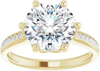 AVERA DIAMOND 1CT-3CT Unique Moissanite Engagement Ring for Women, Round Cut Channel Set Wedding Ring Gifts for Women, 925 Silver, 10K/14K/18K Solid Gold Jewelry (1 CT, Yellow)