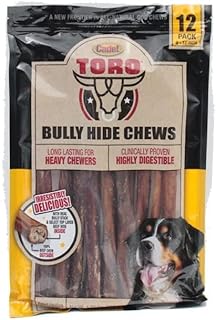 Cadet Toro Bully Hide Sticks, 9"-12" (Pack of 12) All-Natural Dog Chews