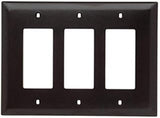 Legrand Pass & Seymour TPJ263 Trademaster Jumbo Oversized Unbreakable Nylon Wall Plate, 3 Gang, Three Decorator Rocker GFCI Cover, Brown (1 Count)
