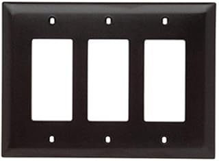 Legrand Pass & Seymour TPJ263 Trademaster Jumbo Oversized Unbreakable Nylon Wall Plate, 3 Gang, Three Decorator Rocker GFCI Cover, Brown (1 Count)
