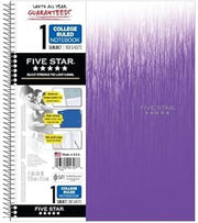 Clouded Spiral Notebook 1 Subject College Ruled Purple - Five Star Purple