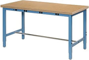 Global Industrial 60" W x 30" D Adjustable Height Workbench, Power Apron, 1-1/2" Thick Shop Top Square Edge, Blue