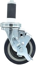 BK Resources 4" Polyurethane 1-1/4" Expanding Stem Swivel Caster for Work Tables with Top Lock Brake, NSF, 300lb Capacity Per Wheel