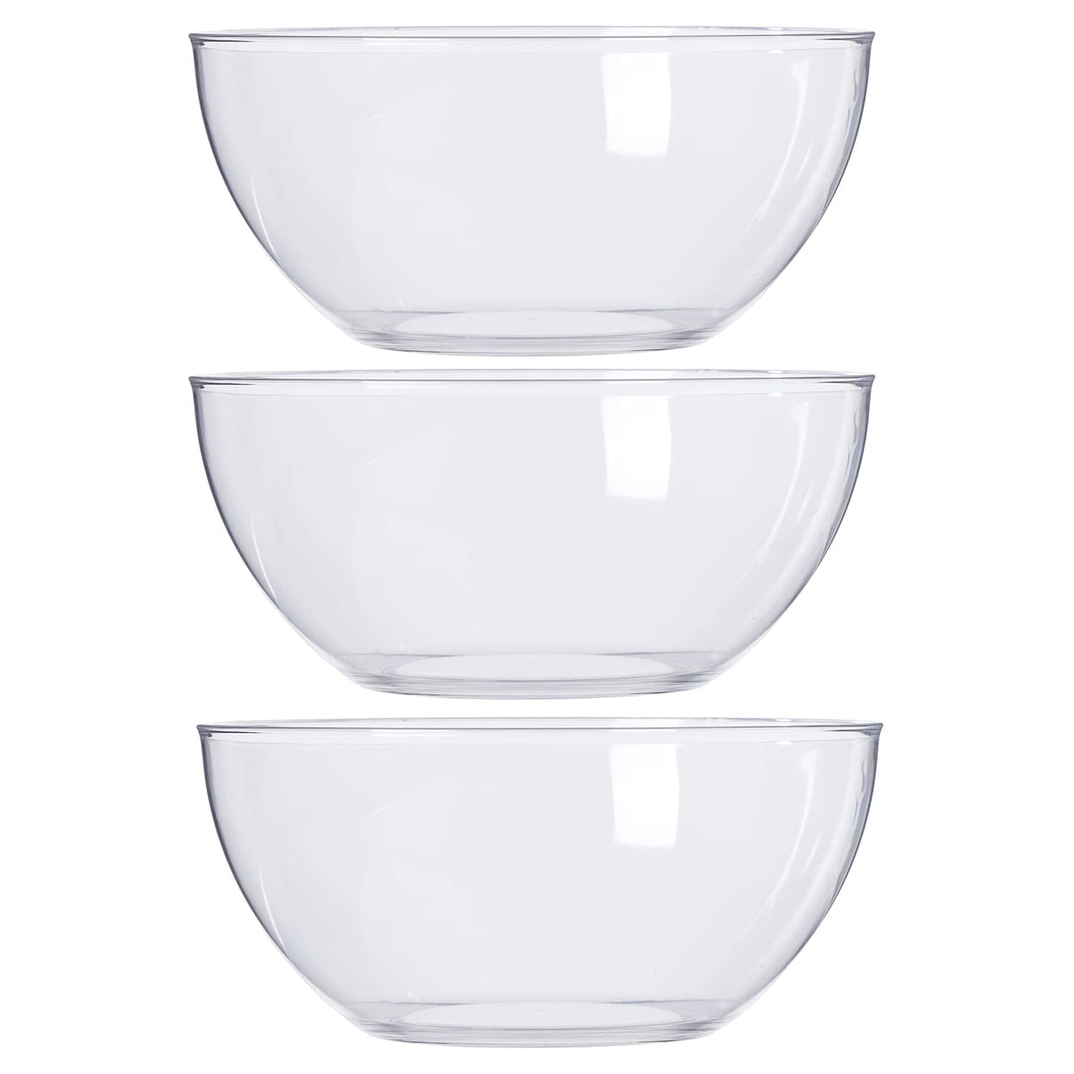 US Acrylic Vista Clear Plastic Serving Bowls, 135 Ounce Capacity, Set of 3