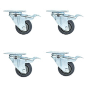 BK Resources 4" Polyurethane Swivel Caster – 4", Rubber, Silver, Model 4SBR-1PT-PLY-TTB