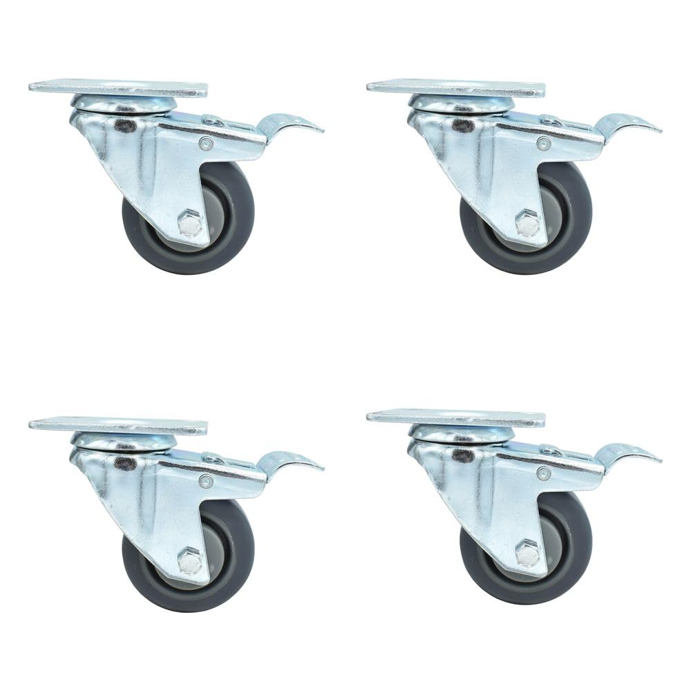 BK Resources 4" Polyurethane Swivel Caster – 4", Rubber, Silver, Model 4SBR-1PT-PLY-TTB