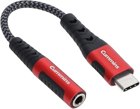 Cummins 3.5mm AUX Female to USB-C Audio Adapter Cable, 5 Inch, Braided, Aluminum Connectors
