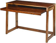 Furnifact Warm Brown Folding Desk with Pull-Out Surface and USB Port, Compact Design, Durable Construction, Ideal for Home Office and Workspace