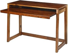 Furnifact Warm Brown Folding Desk with Pull-Out Surface and USB Port, Compact Design, Durable Construction, Ideal for Home Office and Workspace