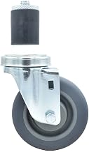 BK Resources 4" Gray Rubber 1-1/2" Expanding Stem Swivel Caster for Work Tables, NSF, 250lb Capacity Per Wheel