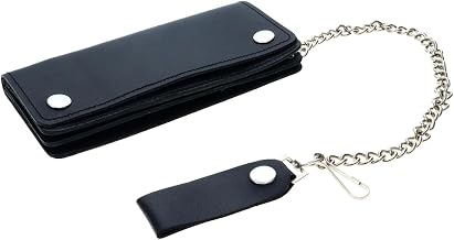 Bikers Wallet with Chain 7.5-Inch Snap Closure Leather
