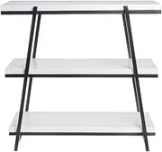 HUBERT Cerve Collection Black 3-Tier Angled Display with White Shelves - 20 7/8" L x 7 27/64" W x 20 21/32" H