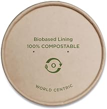 World Centric BOL-PA-8-K 100% Compostable Bowl Lids, Made from Unbleached Kraft Paper, for World Centric 8 oz Paper & No Tree Bowls, (Pack of 500)