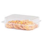Detroit Forming Inc. Multi-Purpose Hinge Container Button Lock Food Storage - 9x6-1/2x2-3/4" 350 per Case by Callico Distributors – OPS Plastic, Clear, Model LBH-617