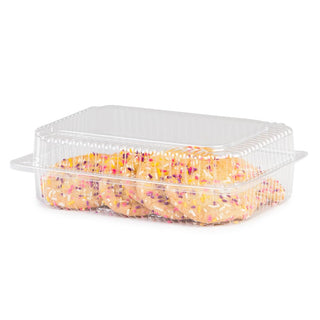 Detroit Forming Inc. Multi-Purpose Hinge Container Button Lock Food Storage - 9x6-1/2x2-3/4" 350 per Case by Callico Distributors – OPS Plastic, Clear, Model LBH-617