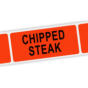 Specialty Printing Chipped Steak Grabber Label Dayglo Red with Black Print by Phipps Label – Paper, Dayglo Red With Black Print, Pack of 1000, Model 80182
