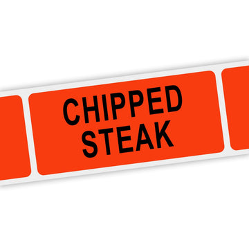 Specialty Printing Chipped Steak Grabber Label Dayglo Red with Black Print by Phipps Label – Paper, Dayglo Red With Black Print, Pack of 1000, Model 80182