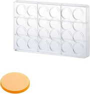 Martellato MA1027 Clear Polycarbonate Candy Mold Chocolate Mould with 24 Circle-Disk Cavities 33mm Diameter x 3.5mm High