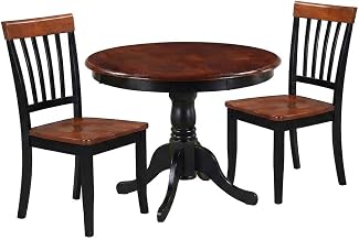 Furnifact Solid Wood Round Dining Furniture 3 Piece Set with 2 Chairs, Small Kitchen Bistro Dinette Table Indoor for Dining Room