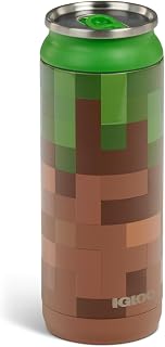 Igloo MineCraft Grass Block 16 oz Stainless Steel Hydration Can, Insulated Water Bottle, Reusable Travel Mug