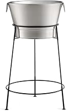 TableCraft BT2137N Beverage Tub with Stand, 20" Stainless Steel, 11 Gal Capacity, Round Single Wall, Brickhouse Collection, Commercial Grade for Parties, Events, Indoor or Outdoor Use
