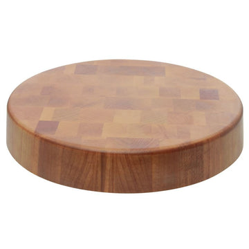 Display Riser Round Melamine and Bamboo -12" Dia x 2" H by HUBERT – Plastic, Natural, Model H0050-MB