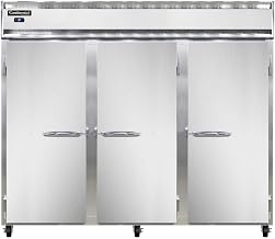Continental Refrigerator 3RE-SS Extra-Wide Three Section Reach In Refrigerator, 85-1/2"W, Full Stainless