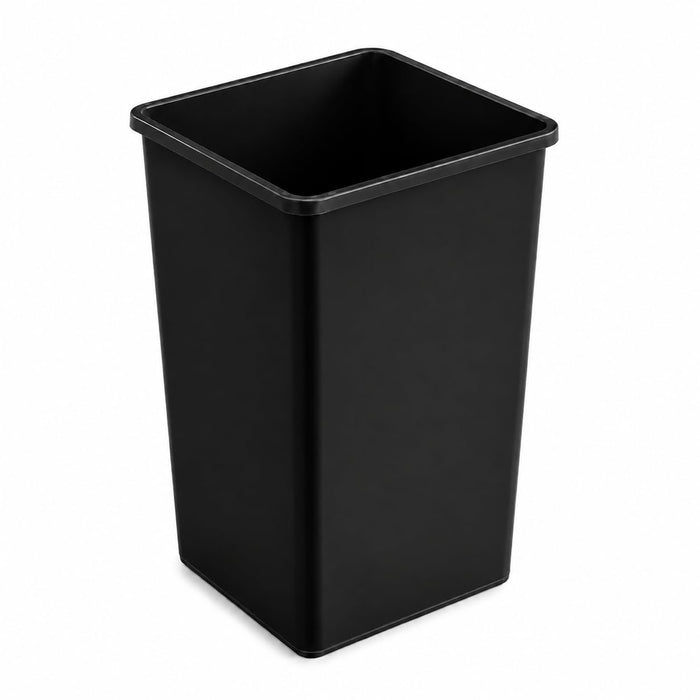 Glownary Square Trash Can – 35 Gallon, Black, 19.5W x 19.5D x 27.6H inches, Indoor/Outdoor