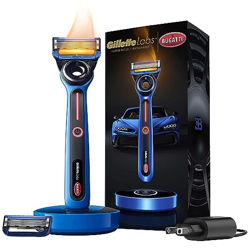Gillette Bugatti Heated Razor Kit / 1 Count (Pack of 1) / Blue Cartridge Razors