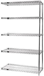 QUANTUM STORAGE SYSTEMS AD86-3660S-5 Wire Shelves Add-On Kit for WR86-3660S-5 Stainless Steel 5 Shelves 86" H x 60" W x 36" D