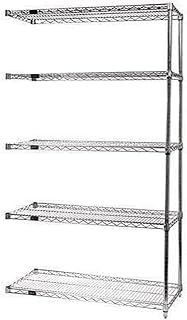 QUANTUM STORAGE SYSTEMS AD86-3660S-5 Wire Shelves Add-On Kit for WR86-3660S-5 Stainless Steel 5 Shelves 86" H x 60" W x 36" D