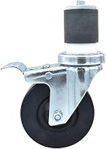 BK Resources 4" Hard Rubber 2" Expanding Stem Swivel Caster for Work Tables with Total Lock Brake, NSF, 300lb Capacity Per Wheel