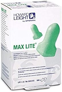 Howard Leight LPF-1-D Max Lite Disposable Foam Uncorded Earplugs, Polyurethane Foam, Small, Green (Pack of 2000)