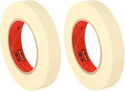 3M 201+ 1" x 60yd General Use Masking Tape - 1" x 60 Yards Roll, Crepe Paper, Natural (Pack of 2)