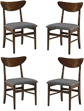 Furnifact Brown Wood Dining Chairs Set, 4-Piece, Comfortable Back Support, Sturdy Construction, Elegant Design, Suitable for Kitchen or Dining Room