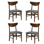 Brown Wood Dining Chairs Set by Furnifact – Rubberwood 70.00%,Polyester 10.00%,Foam 10.00%,Mdf 5.00%,Plywood 5.00%, Brown, Pack of 4