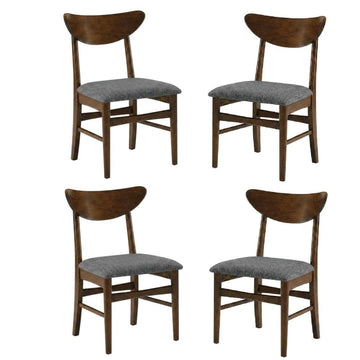 Brown Wood Dining Chairs Set by Furnifact – Rubberwood 70.00%,Polyester 10.00%,Foam 10.00%,Mdf 5.00%,Plywood 5.00%, Brown, Pack of 4