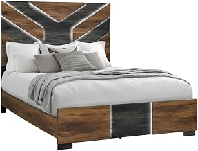 Optimus Brown Engineered Wood Full Bed with Black Accented Panel