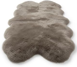 Woolous Sheepskin Rug 4 x 6 ft, Real New Zealand Lambskin, Mushroom, 4 Pelt