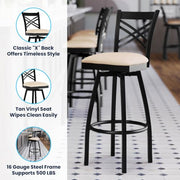 Flash Furniture Tan Vinyl Seat/Black Metal Frame / Set of 1 / Traditional Barstools