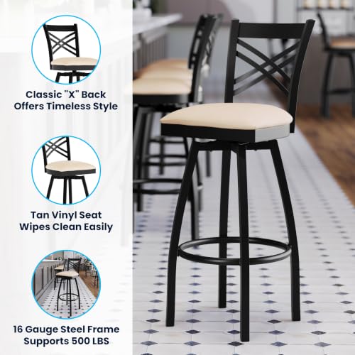 Flash Furniture Tan Vinyl Seat/Black Metal Frame / Set of 1 / Traditional Barstools