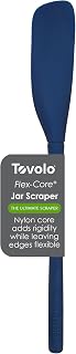 Tovolo Silicone Jar Spatula Long Handled Rubber Scraping Scooping Tool for Peanut Butter Jam Jelly Jars Blenders, Extra Long Flex Core Silicone Jar Scraper Dishwasher Safe BPA Free, Deep Indigo