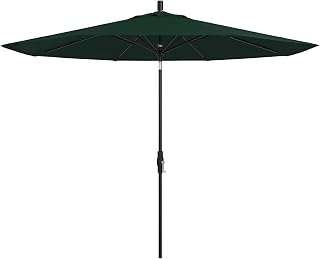 California Umbrella 10-Year Protection 11-Ft Outdoor Patio Umbrella, Pacifica Fade-Resistant Fabric, Crank Lift, 8-Rib Aluminum Frame, Stone Black Pole