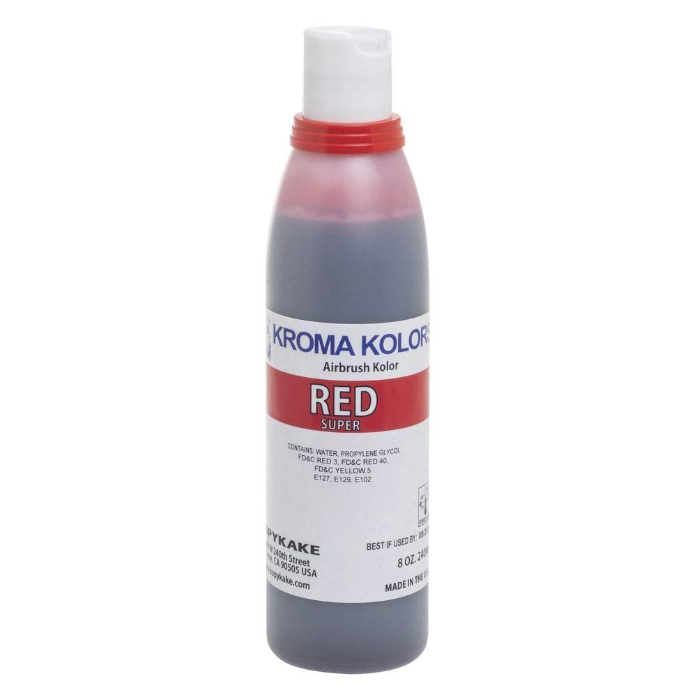 Super Red 8 oz Airbrush Food Color by KOPYKAKE PRODUCTS – 8 Ounce (Pack of 1), Super Red, Model KKRED