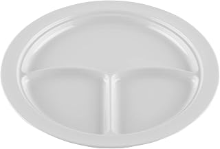 G.E.T. CP-531-W-EC Heavy-Duty 3 Compartment Plastic Divided Compartment Plates, Deep Sided, 10", White (Set of 4)
