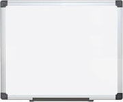 MasterVision Maya Series Double Sided Melamine Dry Erase White Board with Snap-On Marker Tray, 18" x 24", Aluminum Frame