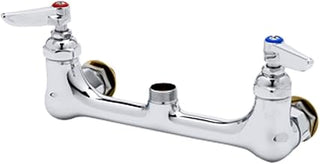 T&S Brass B-0230-CCLN Double Pantry Swivel Base Faucet, Wall Mount, 8" Centers, CC Inlets, Less Nozzle