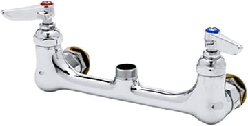 T&S Brass B-0230-CCLN Double Pantry Swivel Base Faucet, Wall Mount, 8" Centers, CC Inlets, Less Nozzle