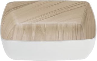 HUBERT Serving Bowl Wood-Look White Melamine with Light Wood Inside - 9 7/8 L x 9 7/8 W x 3" H