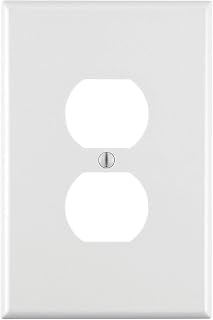 Leviton 1-Gang Duplex Device Receptacle Wallplate, Oversized, Thermoset, Device Mount, 88103, White